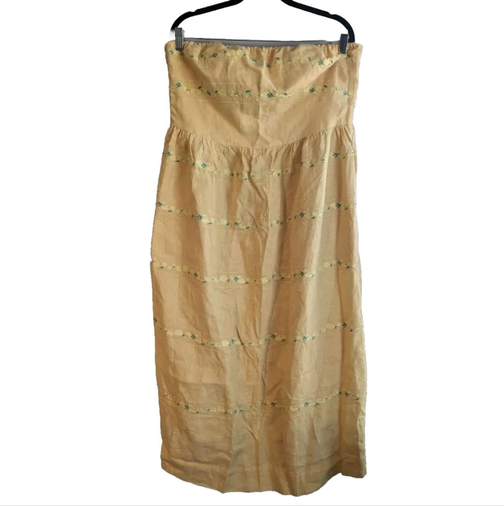 NWT Fanm Mon Anim Strapless Linen Embroidered Dress - Picture 2 of 8